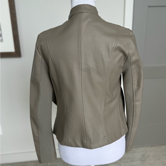 BB Dakota Moto Boho Peppin Vegan Leather Drapey Jacket Vegan XS Small Tan New - Picture 3 of 16